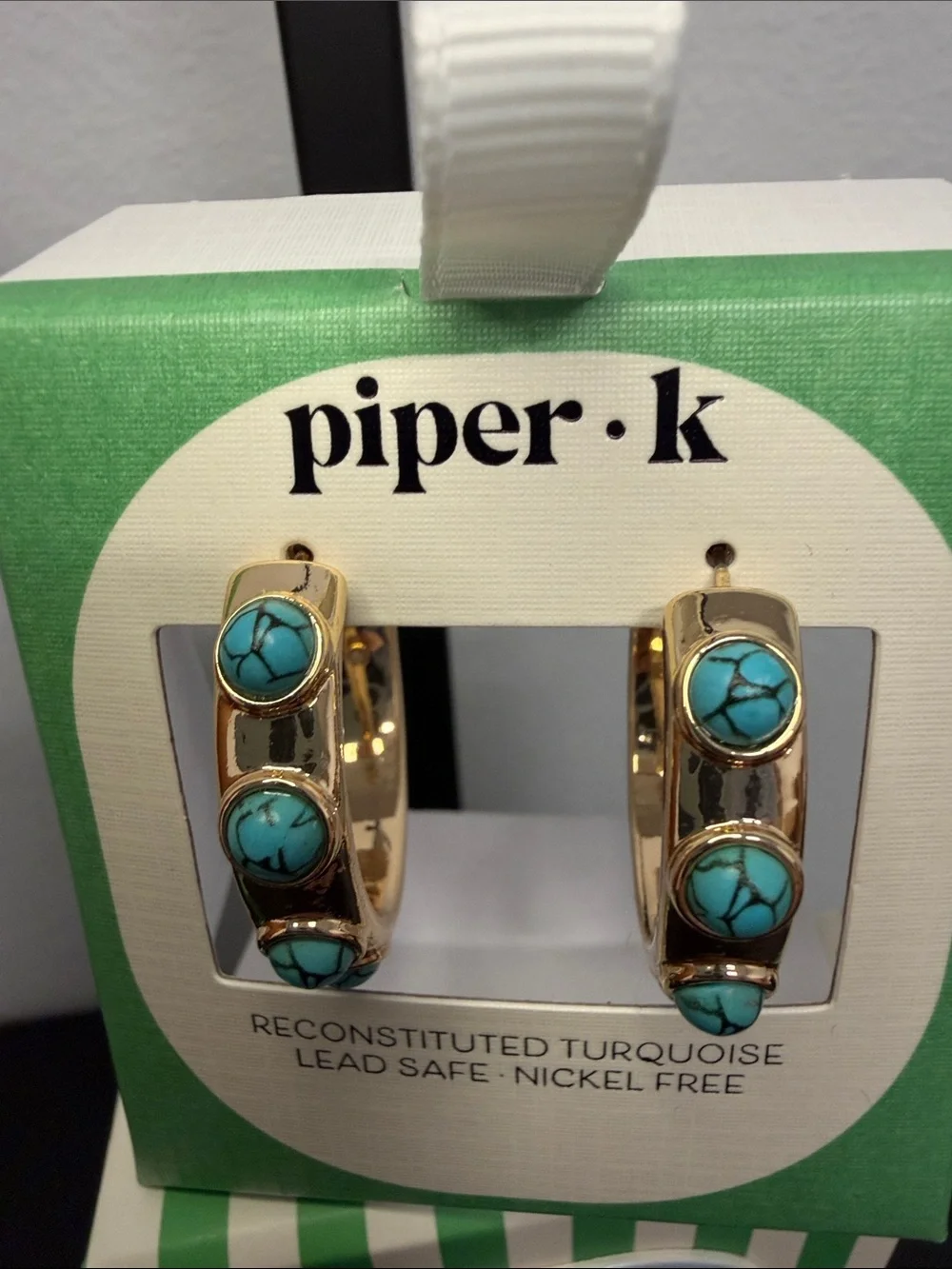 Piper K | Reconstituted Turquoise Gold Hoop Earrings Coastal Cowgirl Vibe